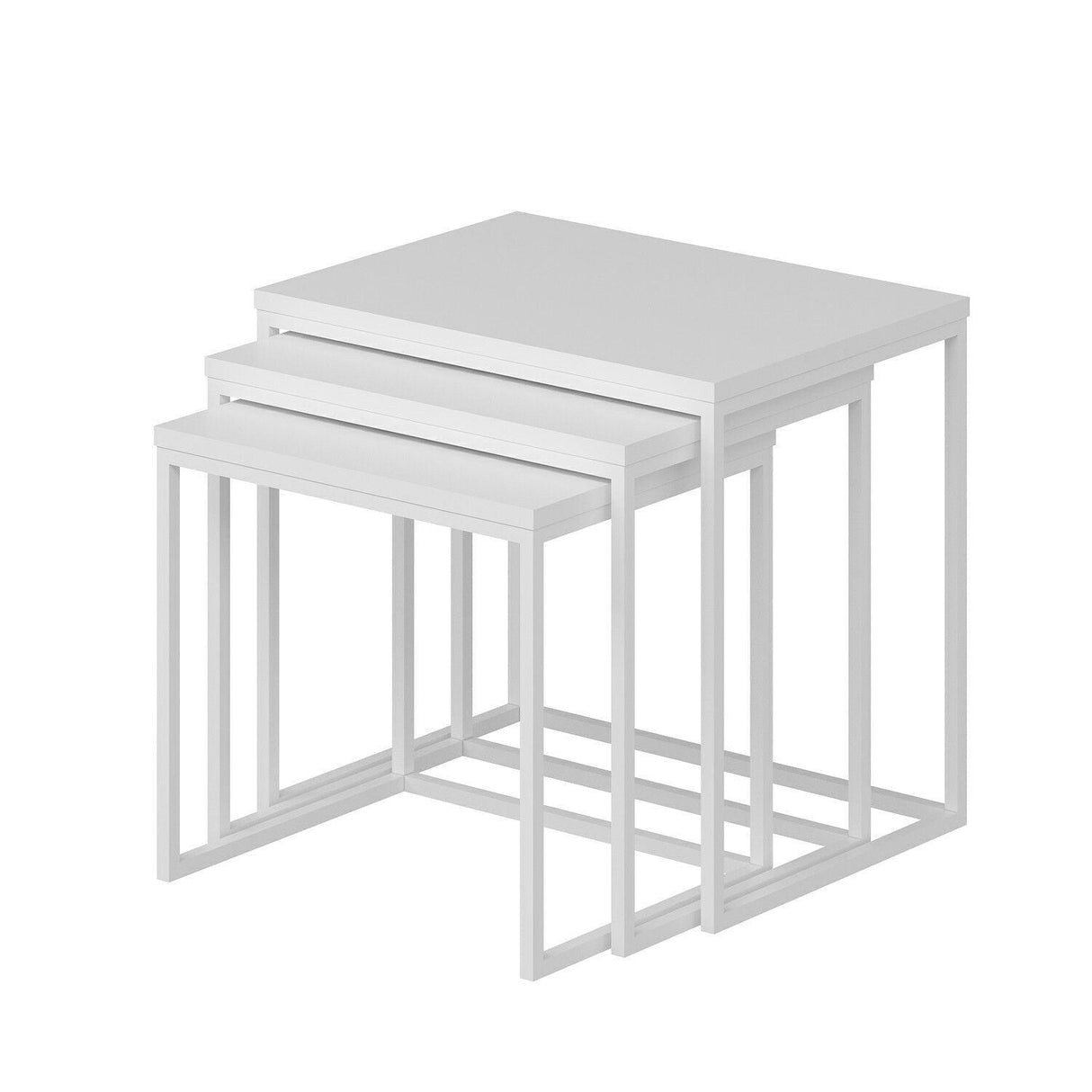 Set 3 măsuțe de cafea Evia, Diverse culori, 55x40x50 cm - Alb | SKU: 506MNR1206 | Set 3 măsuțe de cafea Evia, 55x40x50 cm, varianta Alb, produs pentru amenajarea locuinței, disponibil online în România la CasaMob