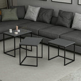Set 3 măsuțe de cafea Evia, Diverse culori, 55x40x50 cm - Antracit | SKU: 506MNR1208 | Set 3 măsuțe de cafea Evia, 55x40x50 cm, varianta Antracit, produs pentru amenajarea locuinței, disponibil online în România la CasaMob