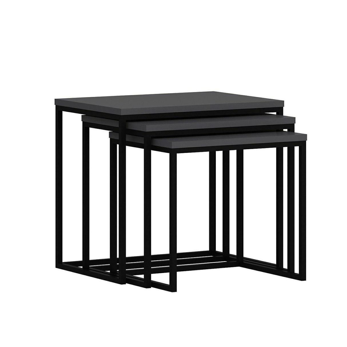 Set 3 măsuțe de cafea Evia, Diverse culori, 55x40x50 cm - Antracit | SKU: 506MNR1208 | Set 3 măsuțe de cafea Evia, 55x40x50 cm, varianta Antracit, produs pentru amenajarea locuinței, disponibil online în România la CasaMob