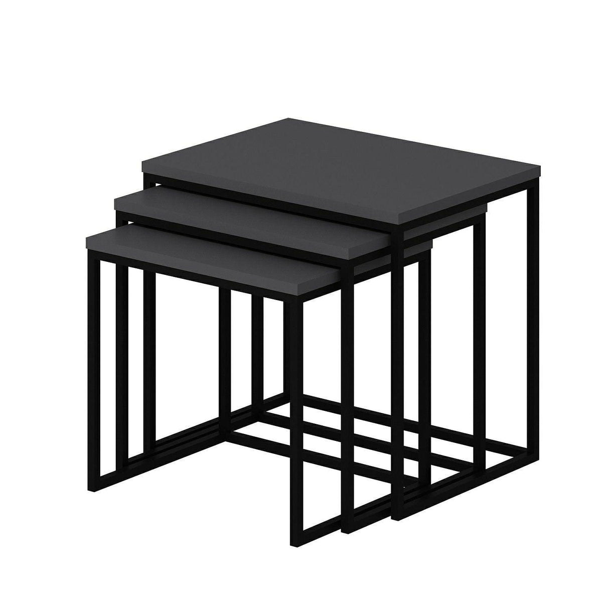 Set 3 măsuțe de cafea Evia, Diverse culori, 55x40x50 cm - Antracit | SKU: 506MNR1208 | Set 3 măsuțe de cafea Evia, 55x40x50 cm, varianta Antracit, produs pentru amenajarea locuinței, disponibil online în România la CasaMob