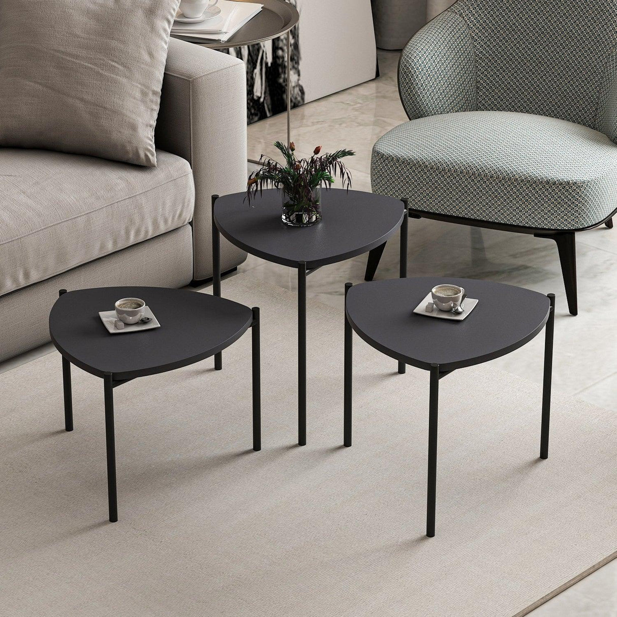 Măsuță de cafea Lenny, Diverse culori, Diverse configurații, Diverse dimensiuni - Antracit - 45x45x45 cm - 3 bucăți | SKU: 506MNR1223 | Măsuță de cafea Lenny, varianta Antracit - 45x45x45 cm - 3 bucăți, produs pentru amenajarea locuinței, disponibil online în România la CasaMob