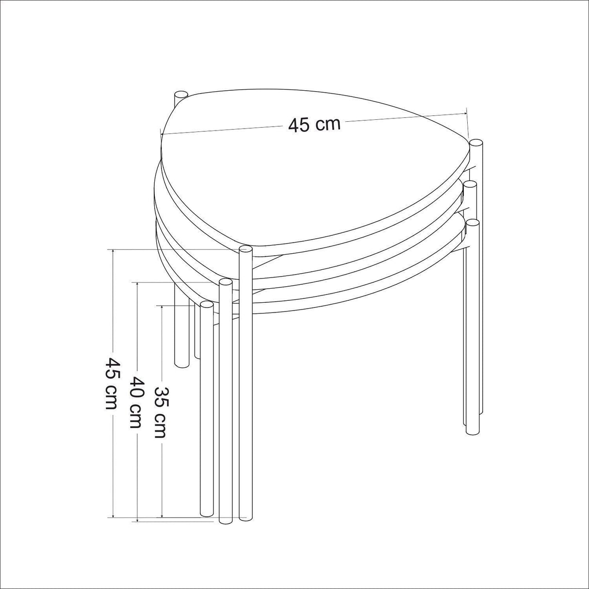 Măsuță de cafea Lenny, Diverse culori, Diverse configurații, Diverse dimensiuni - Nuc - 45x45x45 cm - 3 bucăți | SKU: 506MNR1225 | Măsuță de cafea Lenny, varianta Nuc - 45x45x45 cm - 3 bucăți, produs pentru amenajarea locuinței, disponibil online în România la CasaMob
