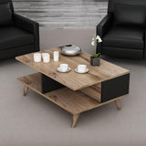 Măsuță de cafea Lyon, Diverse culori, 90x60x39 cm - Negru - Nuc | SKU: 506MNR1239 | Măsuță de cafea Lyon, 90x60x39 cm, varianta Negru - Nuc, produs pentru amenajarea locuinței, disponibil online în România la CasaMob