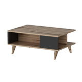 Măsuță de cafea Lyon, Diverse culori, 90x60x39 cm - Negru - Nuc | SKU: 506MNR1239 | Măsuță de cafea Lyon, 90x60x39 cm, varianta Negru - Nuc, produs pentru amenajarea locuinței, disponibil online în România la CasaMob