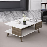 Măsuță de cafea Lyon, Diverse culori, 90x60x39 cm - Alb - Nuc | SKU: 506MNR1240 | Măsuță de cafea Lyon, 90x60x39 cm, varianta Alb - Nuc, produs pentru amenajarea locuinței, disponibil online în România la CasaMob