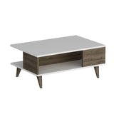 Măsuță de cafea Lyon, Diverse culori, 90x60x39 cm - Alb - Nuc | SKU: 506MNR1240 | Măsuță de cafea Lyon, 90x60x39 cm, varianta Alb - Nuc, produs pentru amenajarea locuinței, disponibil online în România la CasaMob