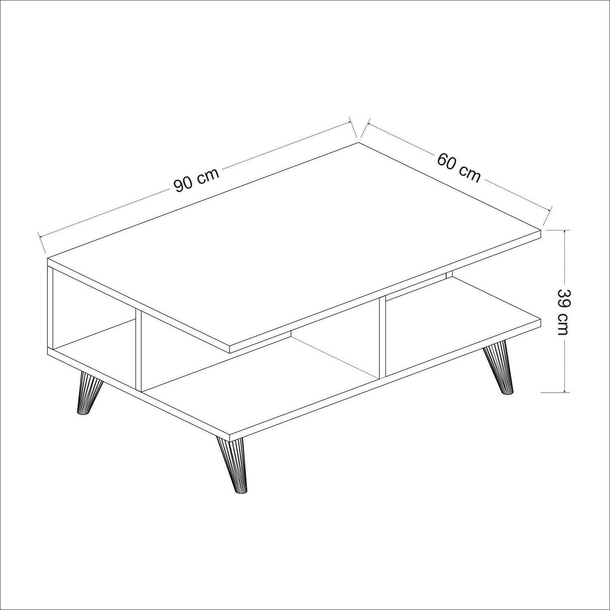 Măsuță de cafea Lyon, Diverse culori, 90x60x39 cm - Alb - Nuc | SKU: 506MNR1240 | Măsuță de cafea Lyon, 90x60x39 cm, varianta Alb - Nuc, produs pentru amenajarea locuinței, disponibil online în România la CasaMob