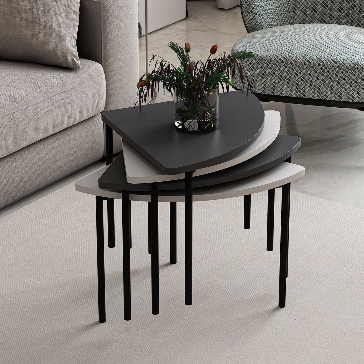 Mobila Emma 90x42 - White Anthracite, SKU 506MNR1243