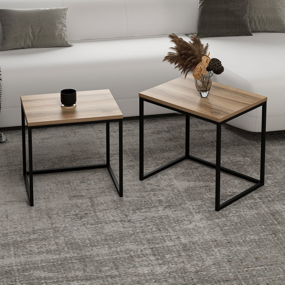 Set 2 măsuțe de cafea Vera - 4798, Nuc, 50x38x46 cm