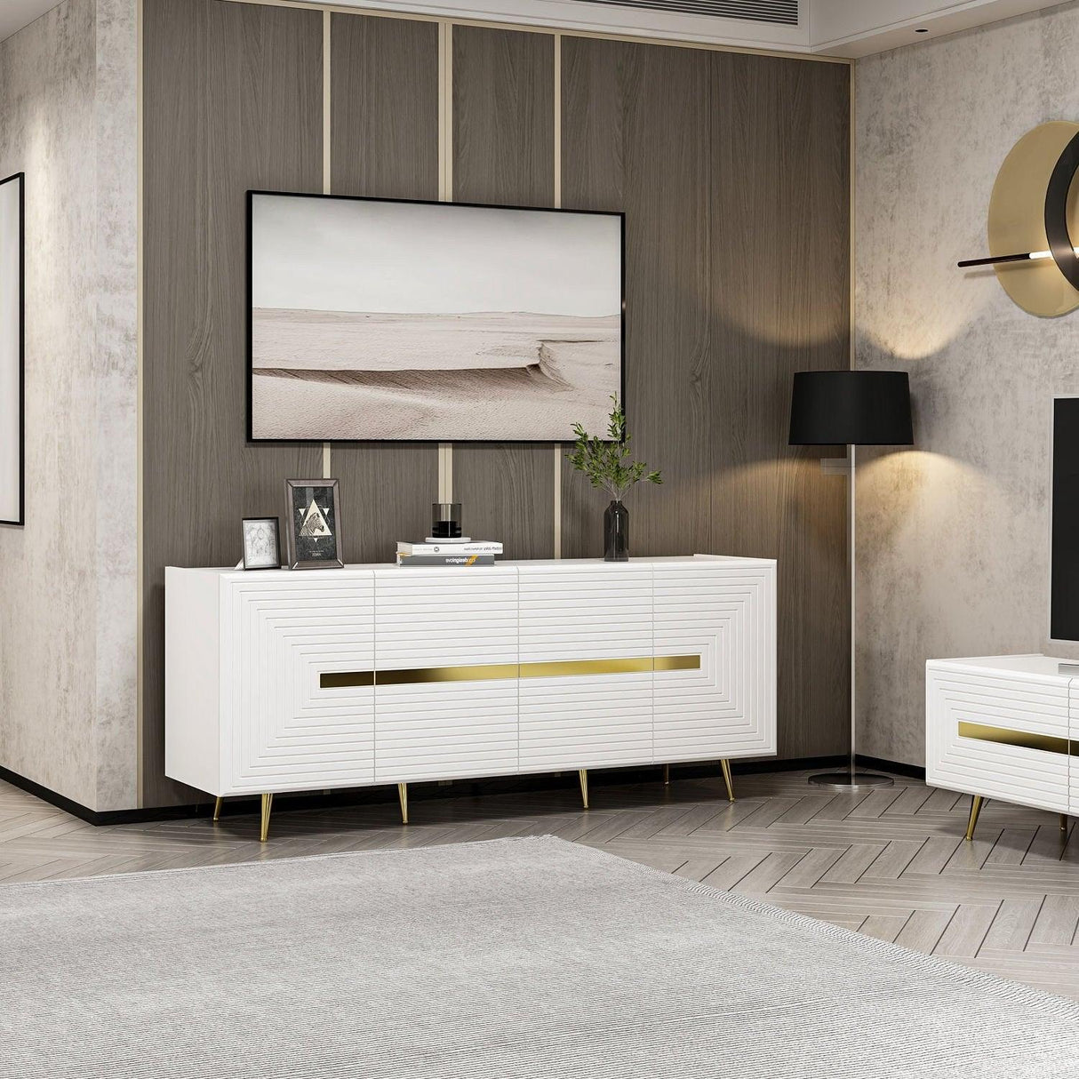 Comodă TV Jose, Diverse culori, Diverse dimensiuni - Alb - 180x47x75 cm | SKU: 506MNR1302 | Comodă TV Jose, varianta Alb - 180x47x75 cm, produs pentru amenajarea locuinței, disponibil online în România la CasaMob