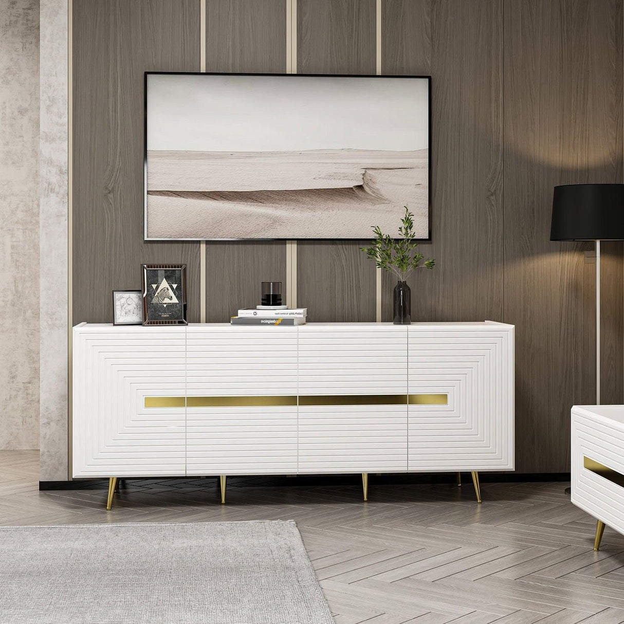 Comodă TV Jose, Diverse culori, Diverse dimensiuni - Alb - 180x47x75 cm | SKU: 506MNR1302 | Comodă TV Jose, varianta Alb - 180x47x75 cm, produs pentru amenajarea locuinței, disponibil online în România la CasaMob