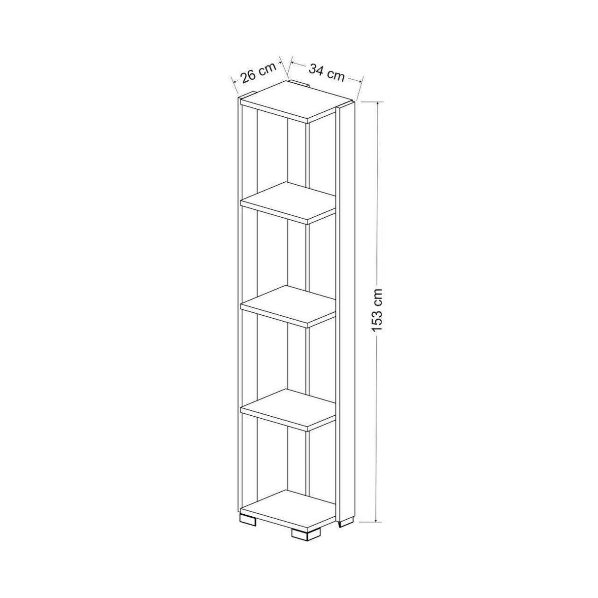 Bibliotecă Neg, Diverse culori, 34x26x153 cm - Nuc | SKU: 506MNR1401 | Bibliotecă Neg, 34x26x153 cm, varianta Nuc, produs pentru amenajarea locuinței, disponibil online în România la CasaMob