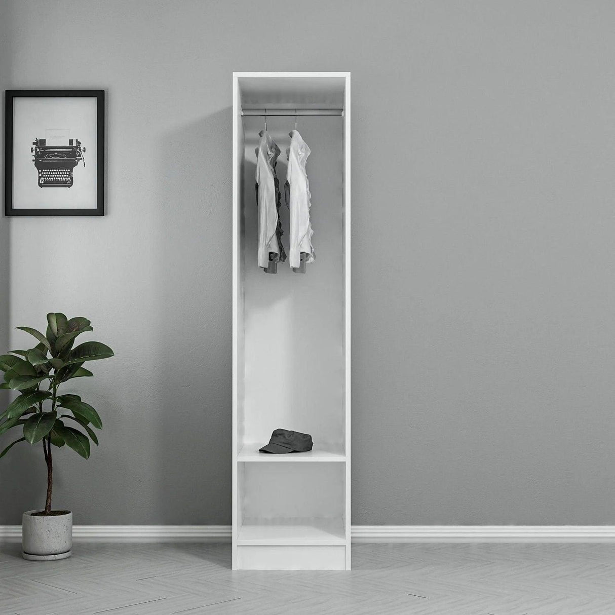 Cuier cu Pantofar Kale 190, Alb, 45x190x52 cm