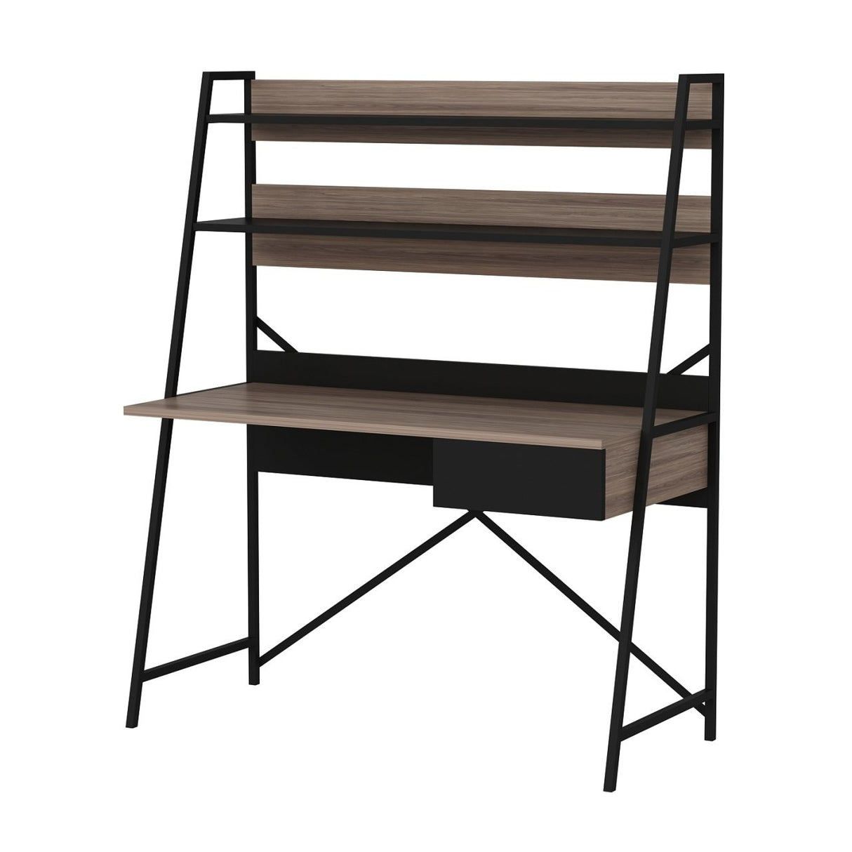 Birou Arte, Nuc - Negru, 124x55x150 cm