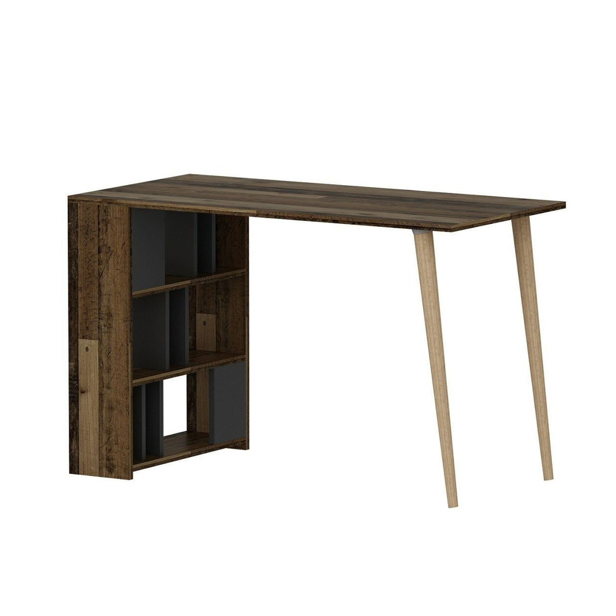 Birou Pina, Diverse culori, 120x60x74 cm - Nuc - Antracit | SKU: 506MNR3339 | Birou Pina, 120x60x74 cm, varianta Nuc - Antracit, produs pentru amenajarea locuinței, disponibil online în România la CasaMob