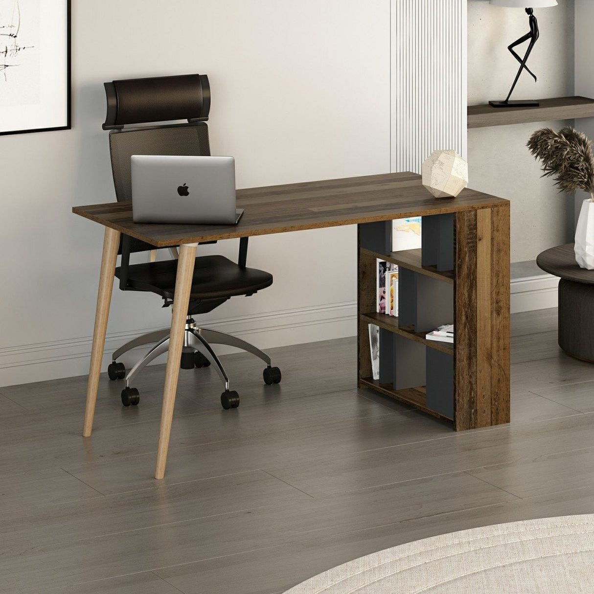 Birou Pina, Diverse culori, 120x60x74 cm - Nuc - Antracit | SKU: 506MNR3339 | Birou Pina, 120x60x74 cm, varianta Nuc - Antracit, produs pentru amenajarea locuinței, disponibil online în România la CasaMob