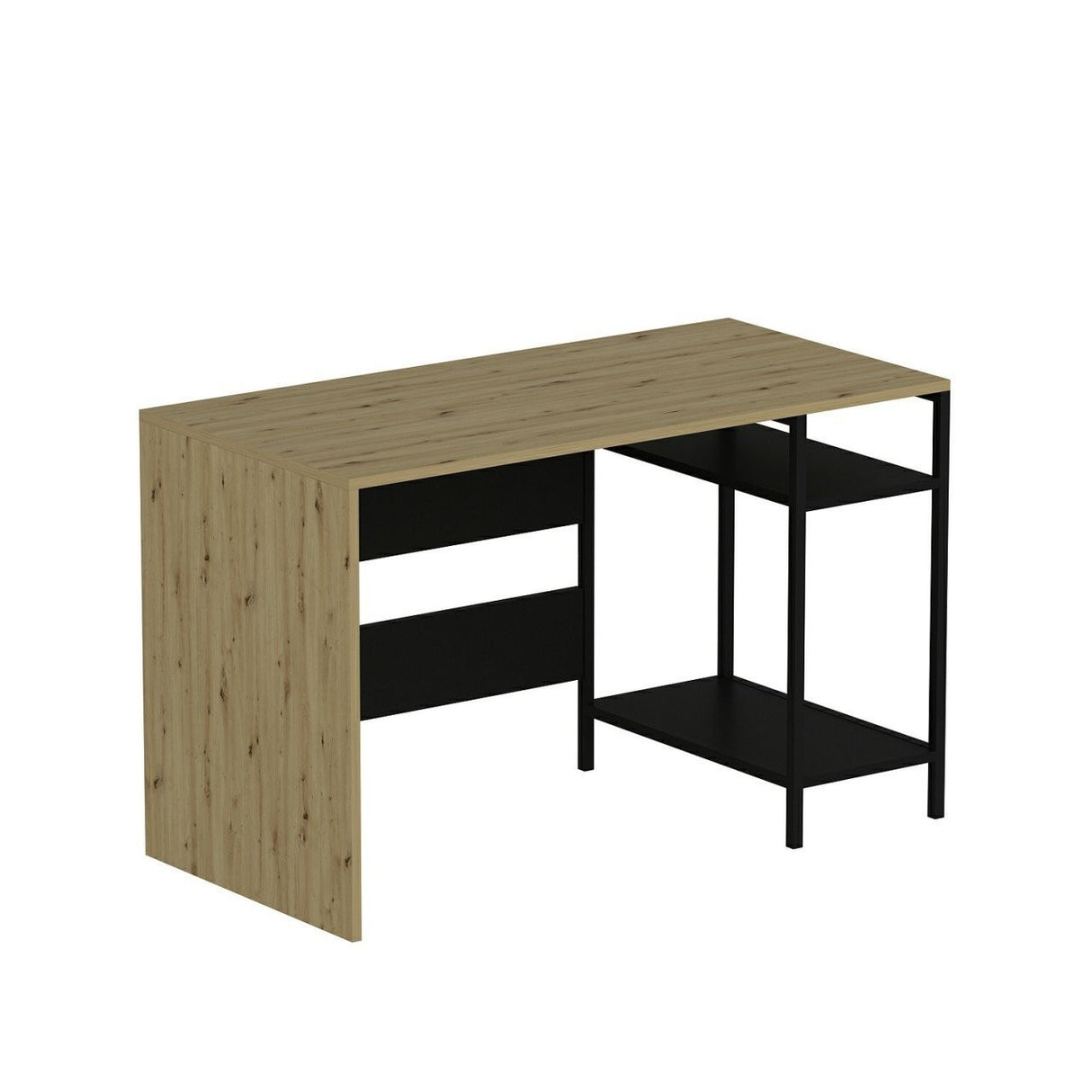 Birou Tiran, Negru - Stejar, 120x60x74 cm