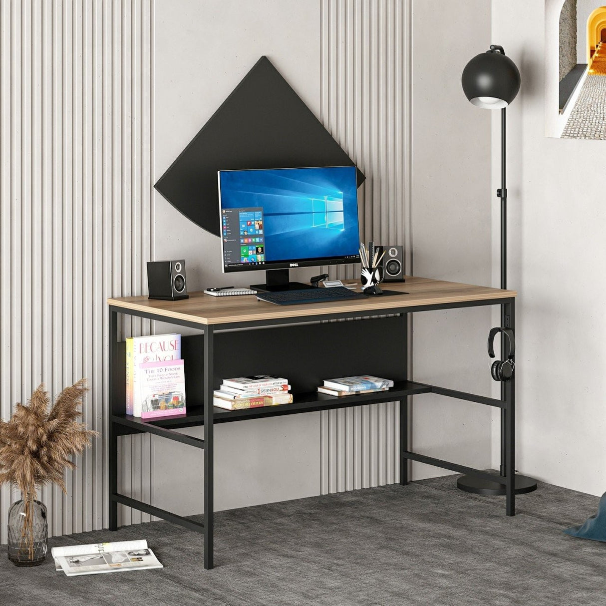Birou Greta - 4481, Dore - Negru, 120x60x74 cm