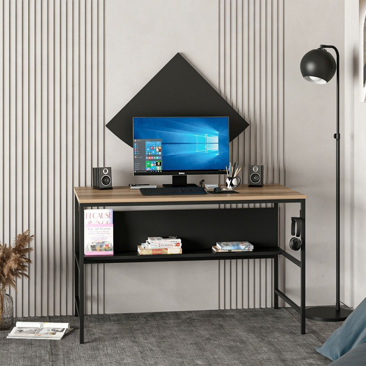 Birou Greta - 4481, Dore - Negru, 120x60x74 cm