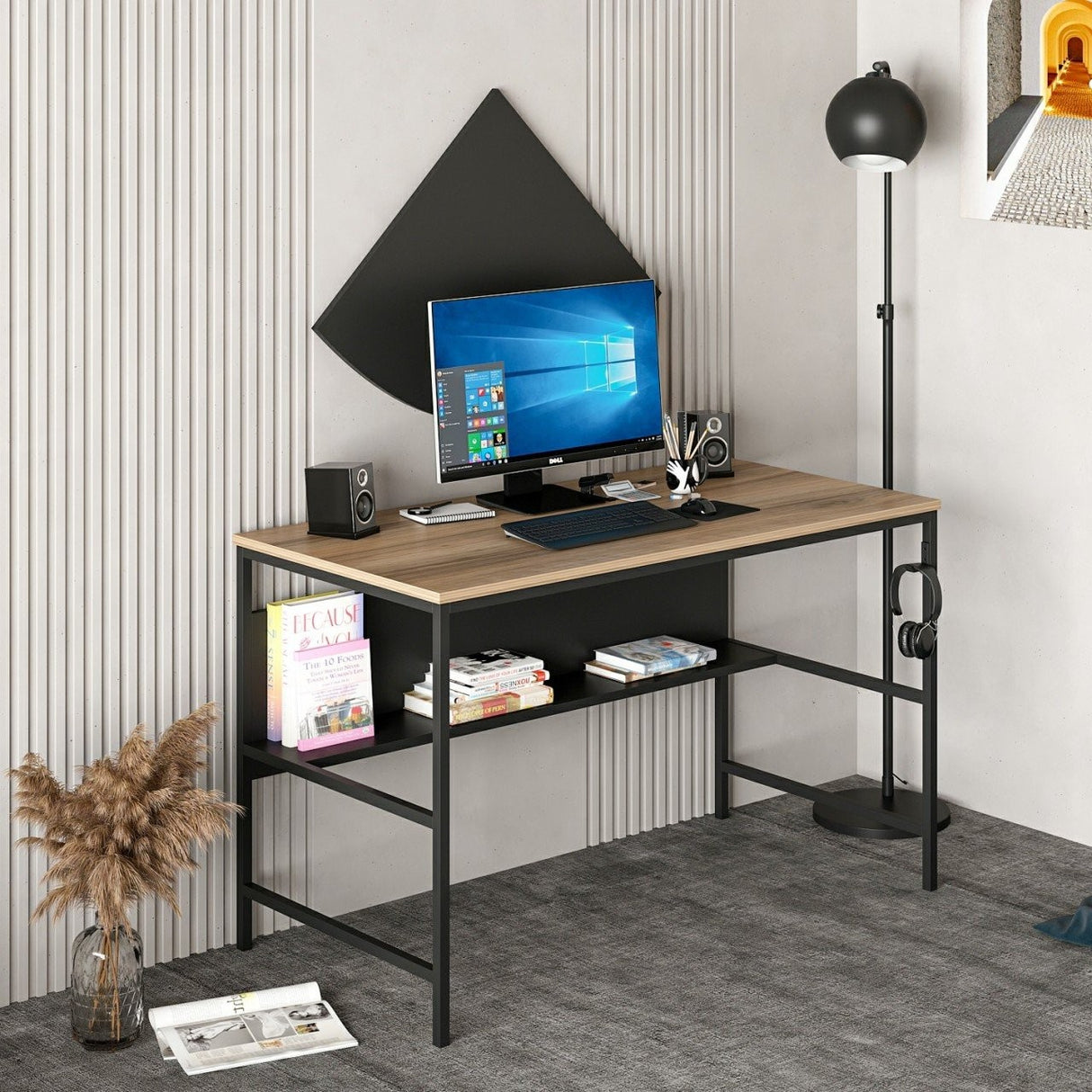 Birou Greta - 4481, Dore - Negru, 120x60x74 cm