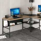Birou Greta L Matte, Dore - Negru, 180x60x74 cm