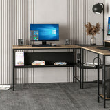 Birou Greta L Matte, Dore - Negru, 180x60x74 cm