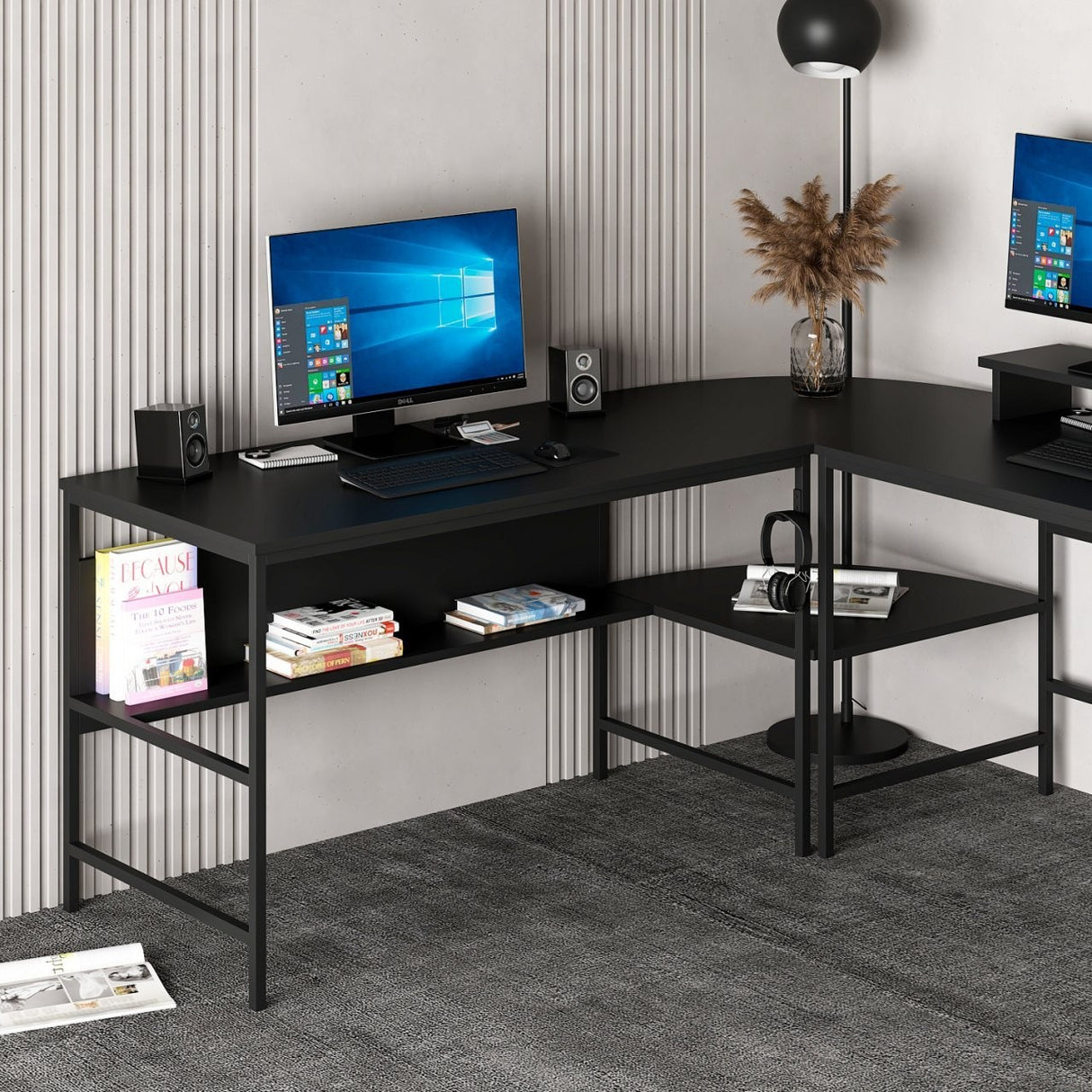 Birou Greta Matte - 7042, Negru, 180x60x74 cm