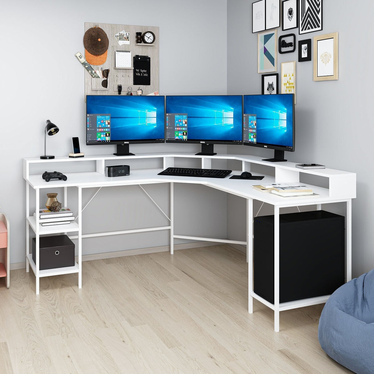 Birou Power Raflı L, Alb, 180x60x90 cm