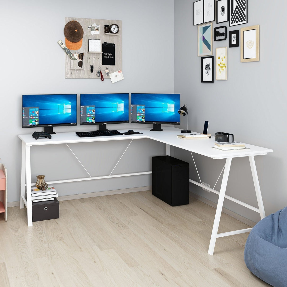 Birou Team L, Diverse culori, 180x60x76 cm - Alb | SKU: 506MNR3361 | Birou Team L, 180x60x76 cm, varianta Alb, produs pentru amenajarea locuinței, disponibil online în România la CasaMob