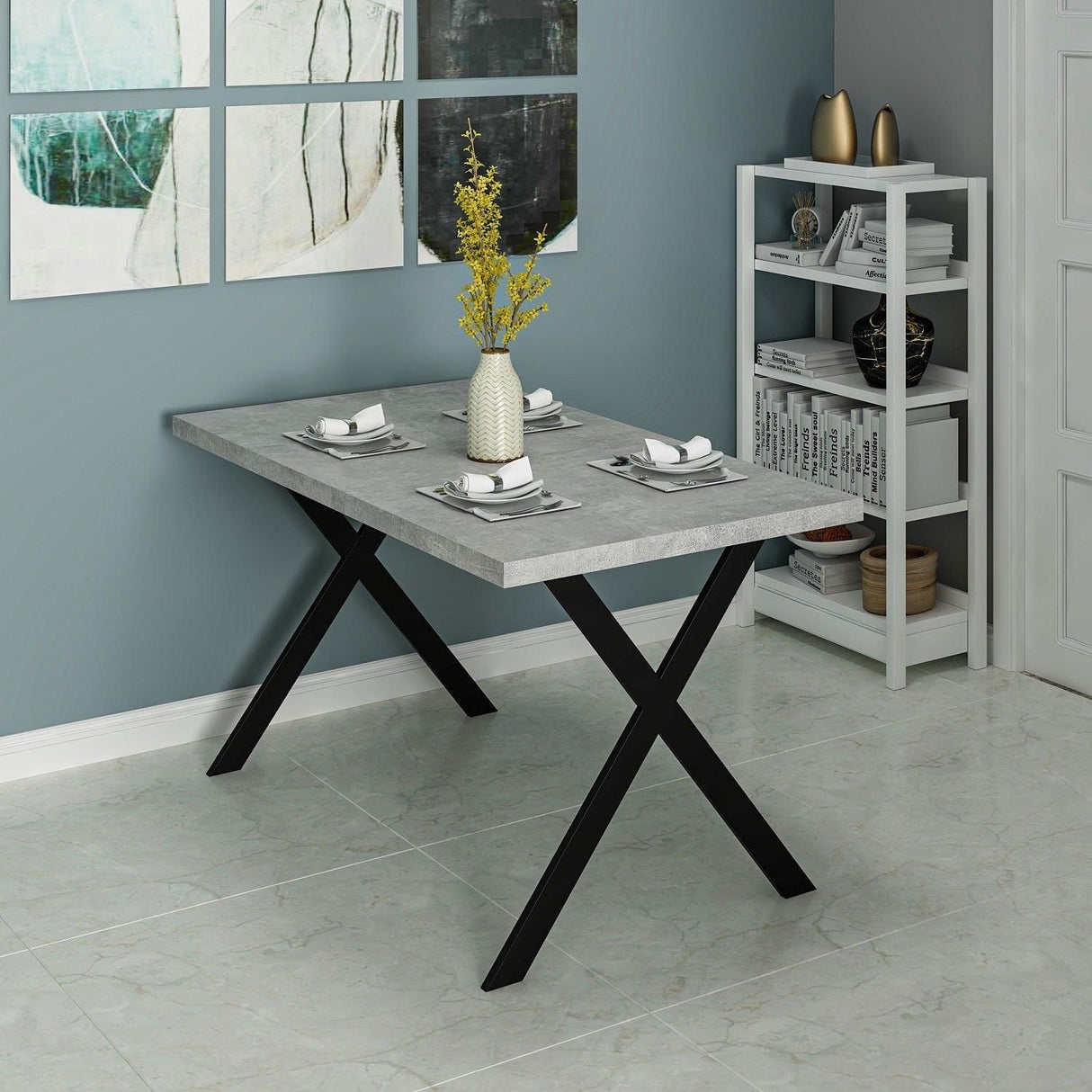 Masă dining Brayn, Diverse culori, 139x80x76 cm - Gri | SKU: 506MNR3448 | Masă dining Brayn, 139x80x76 cm, varianta Gri, produs pentru amenajarea locuinței, disponibil online în România la CasaMob