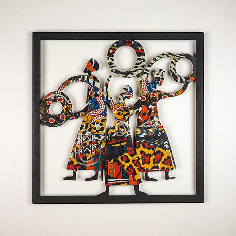 Accesoriu metal decorativ de perete Triple Goddess - APT112LCA, Negru, 70x70x0.15 cm