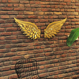 Accesoriu metal decorativ de perete Angel Wings Metal Wall Art Set - APT705, Aur, 46x50x0.12 cm
