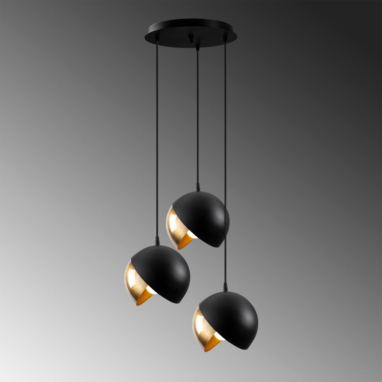 Lustră Berceste - 252-S2, Negru - Auriu, Ø40x114 cm