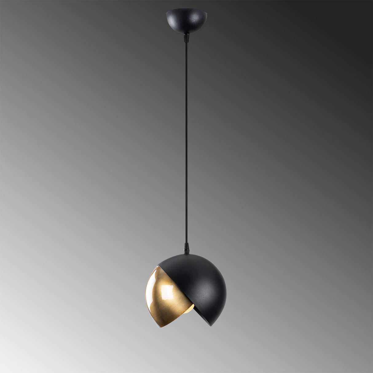 Lustră Berceste - 252-S, Negru - Auriu, Ø20x114 cm
