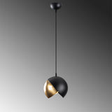 Lustră Berceste - 252-S, Negru - Auriu, Ø20x114 cm