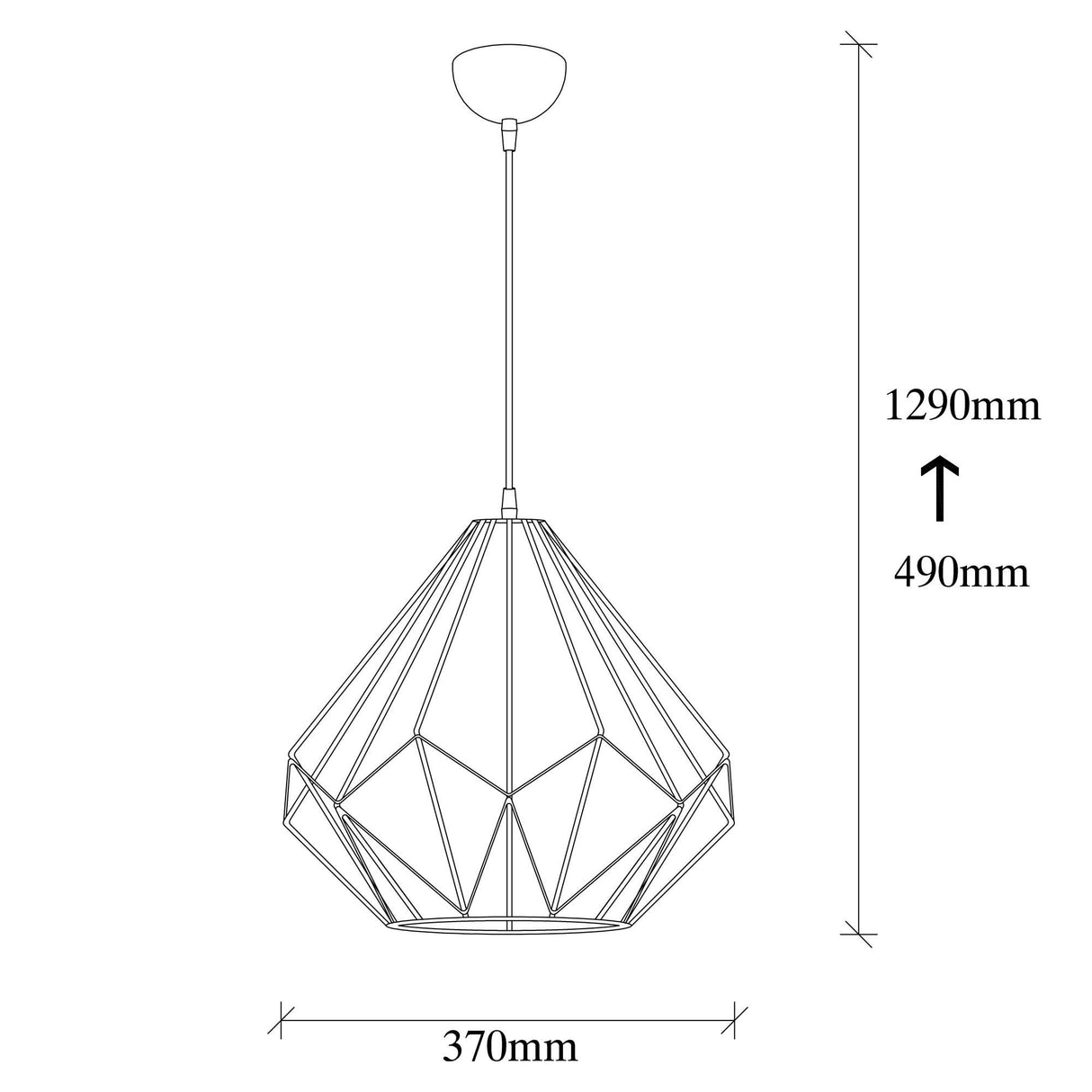 Lustră Diamond - 703-S, Negru, Ø37x129 cm