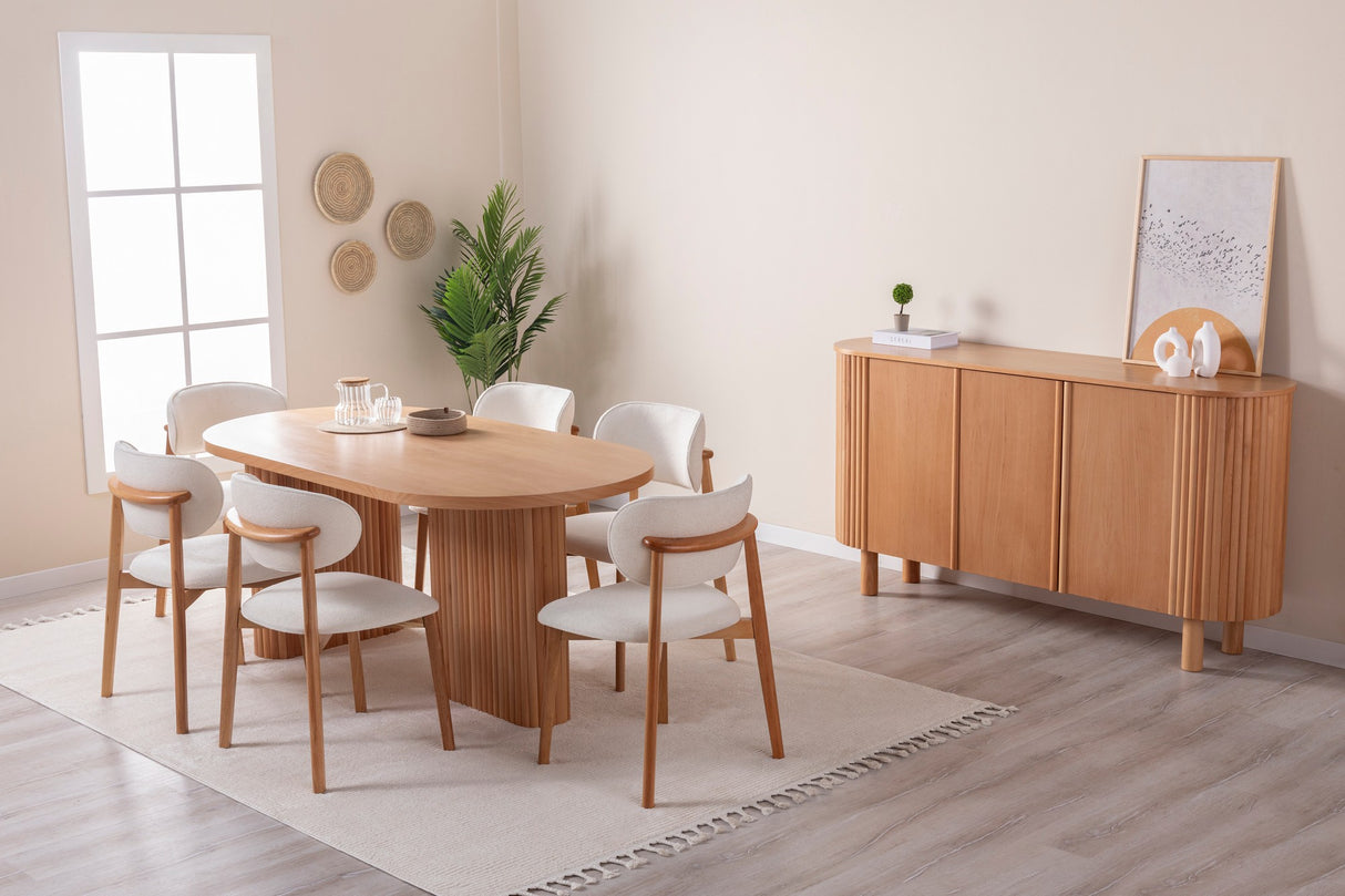 Masă dining Lugias, Beech, 180x90x75 cm