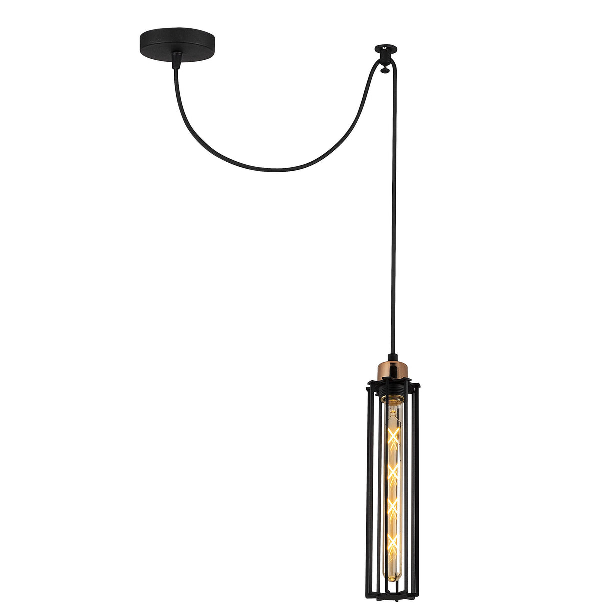 Lustră Likya - N-1004, Negru - Bronze, Ø49x124 cm