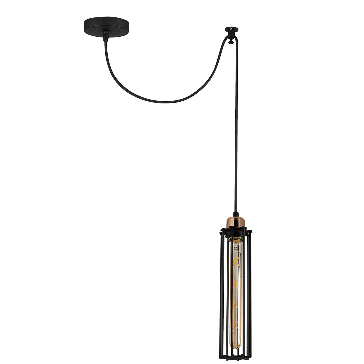 Lustră Likya - N-1004, Negru - Bronze, Ø49x124 cm
