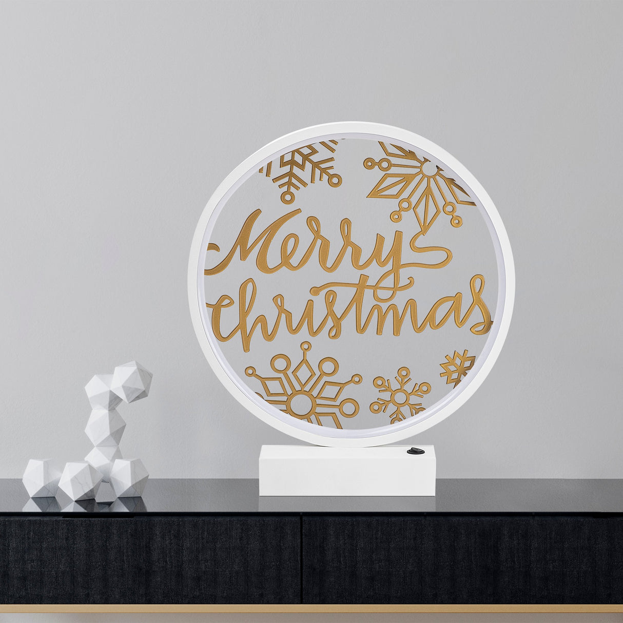 Veioză XMAS13, Alb - Auriu, Ø30x35 cm