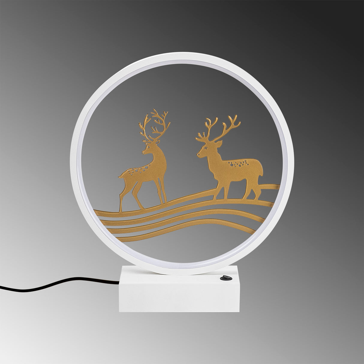 Veioză XMAS14, Alb - Auriu, Ø30x35 cm