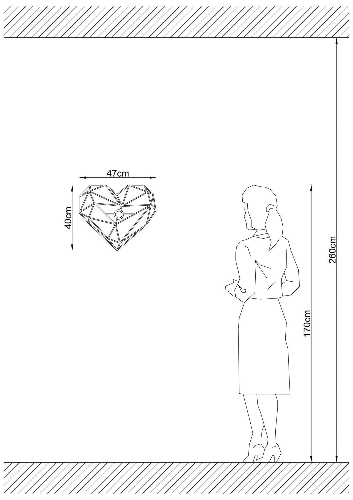 Aplica De Perete Inima, Negru, SKU 526SHD1119