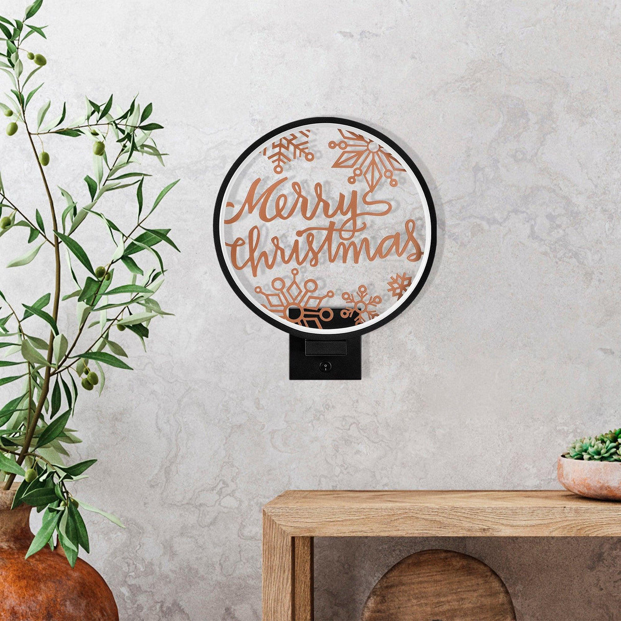 Lampă de perete XMAS21, Negru, 10x10x4 cm