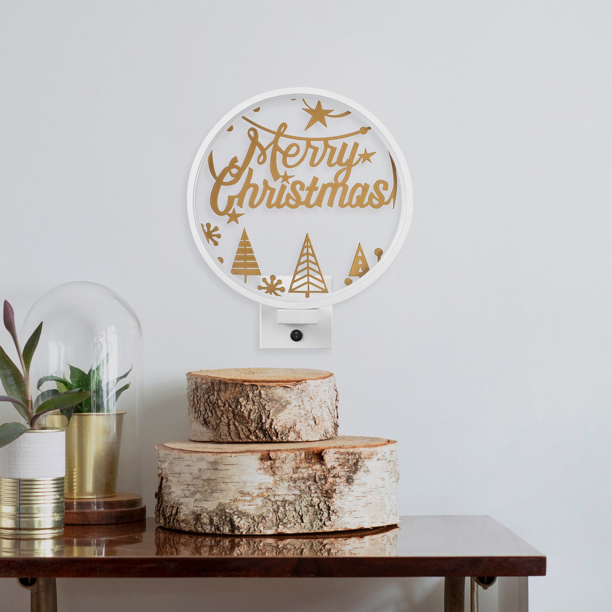 Aplică de perete XMAS28, Alb - Auriu, 10x10x4 cm