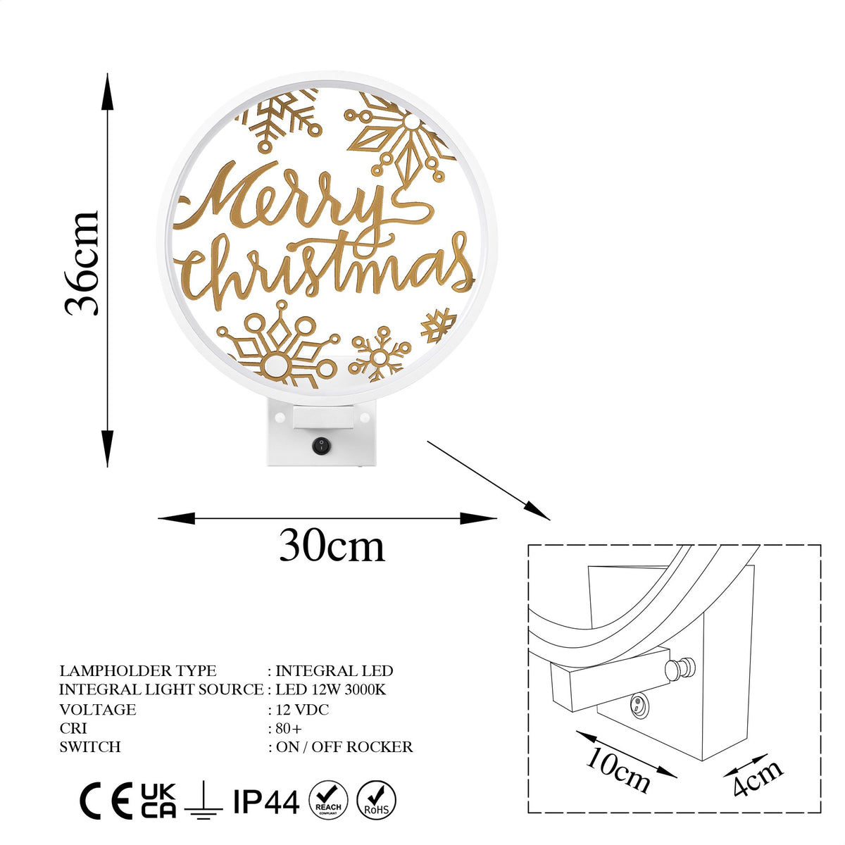 Aplică de perete XMAS29, Alb - Auriu, 10x10x4 cm, SKU 526SHD1159, imagine 8