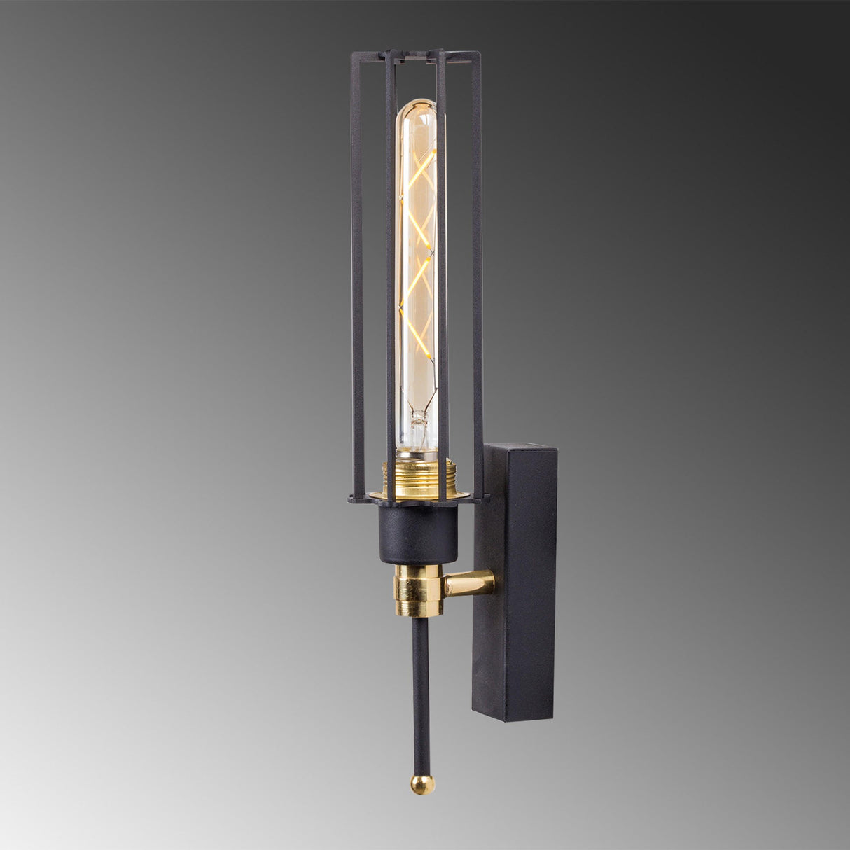 Aplică de perete Fellini - MR - 876, Negru - Auriu, Ø8x36 cm