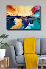 Tablou Canvas Punere Soarelui, Multicolor, 100 x 70 cm