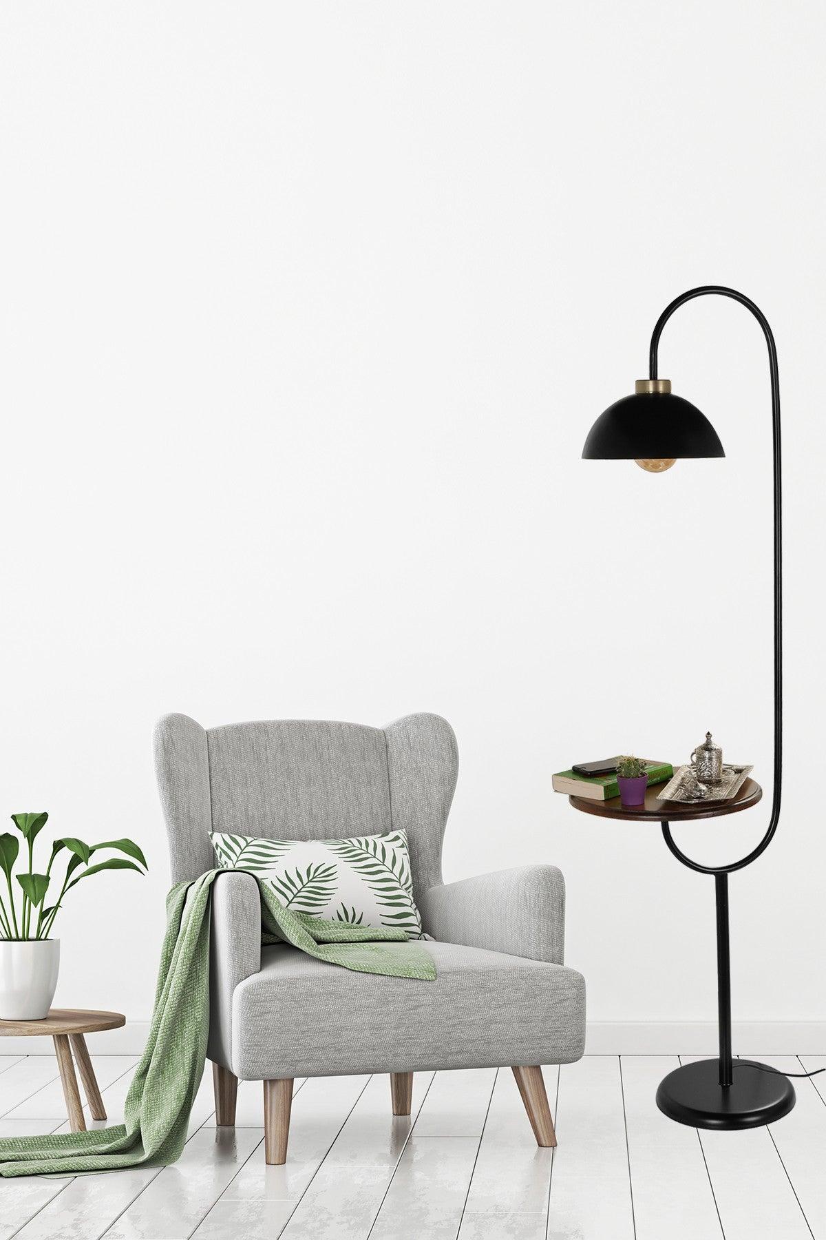 Lampadar cu masuta de cafea Zumrut - Negru, SKU 534LUN3549