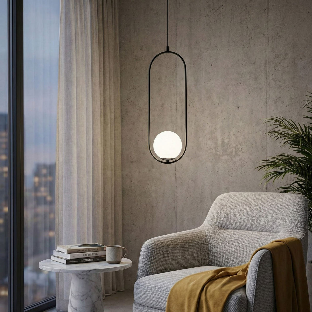 Lustră Mudoni - MR - 837, Negru - Alb, Ø15x146 cm