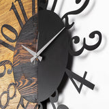 Ceas de perete decorativ din lemn Wooden Clock 7, Nuc, 3x58x58 cm